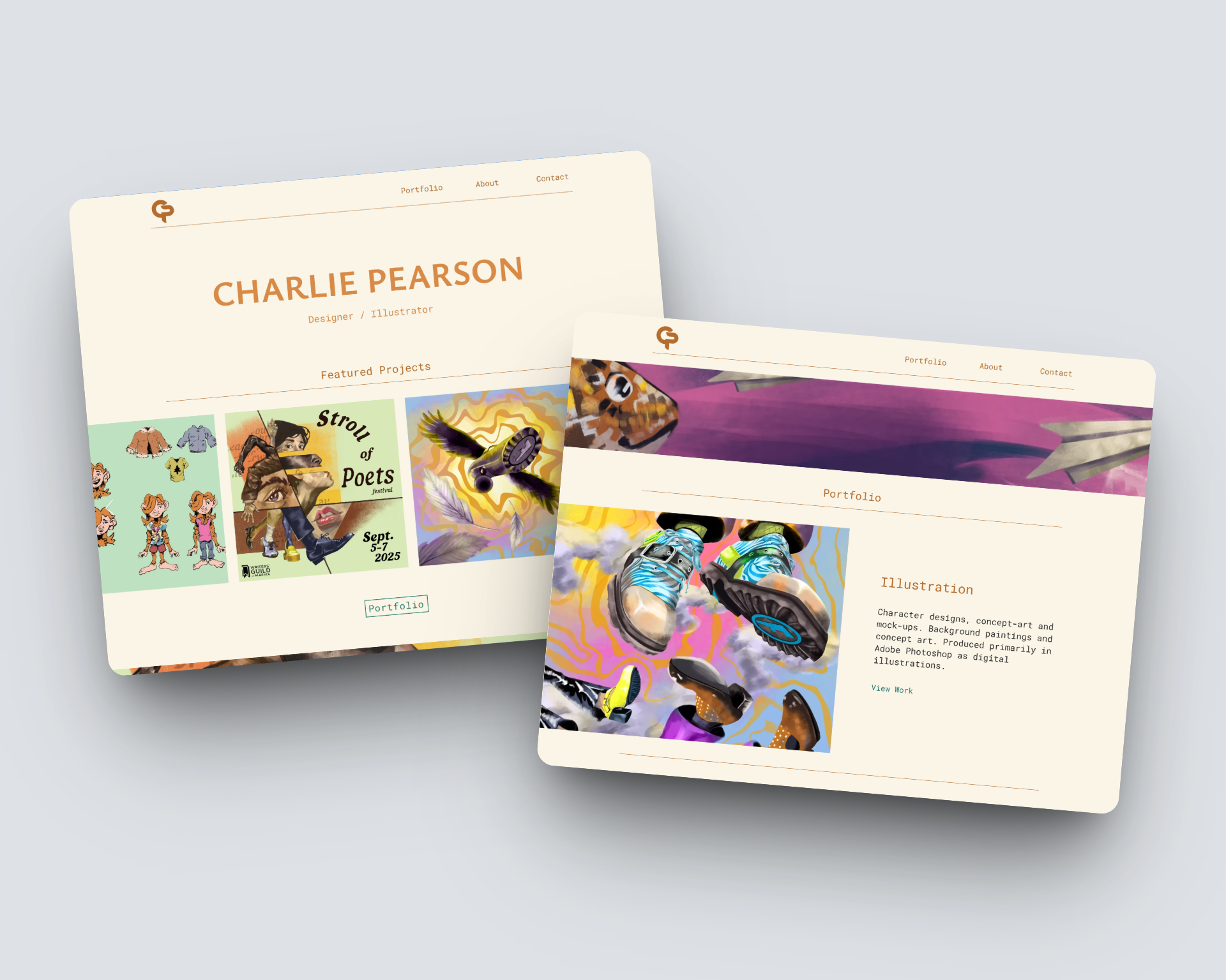 Charlie Pearson website mockup